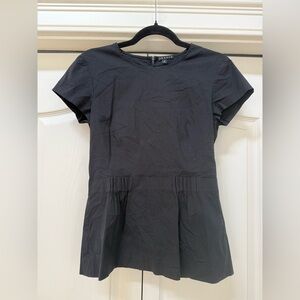 THEORY | Carrian Precise Pleated Black Cotton Blouse